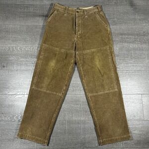 Vtg Y2k Abercrombie‎ Fitch Corduroy Pants Double Knee Tan Mens 32L Baggy
